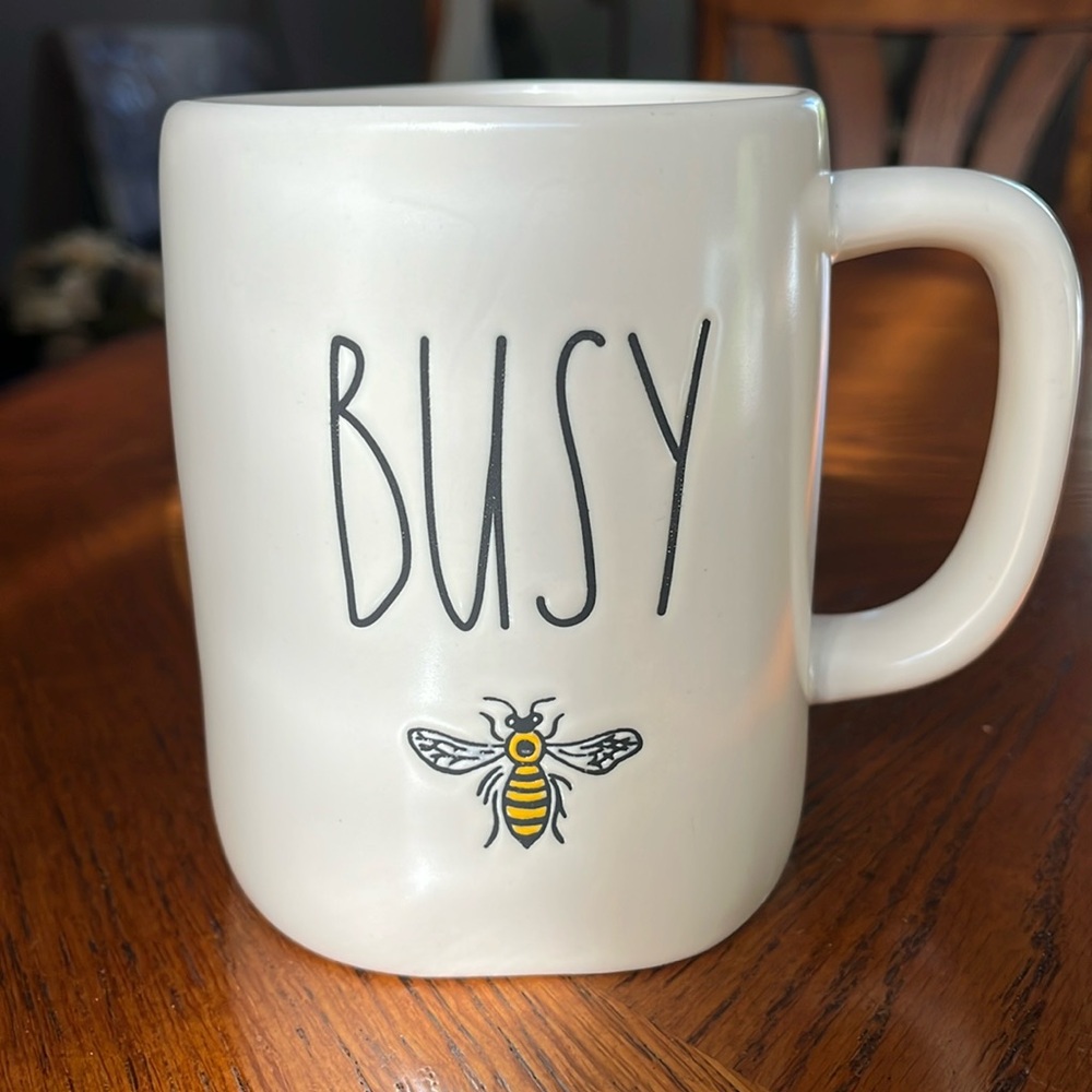 Rae Dunn White Ceramic Mug with Bee Design